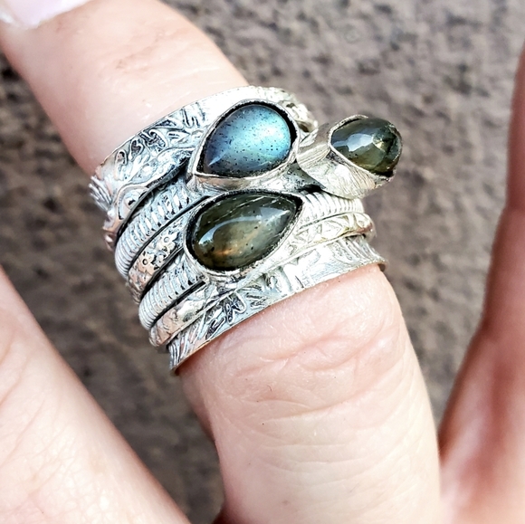 New Labradorite Silver Meditation Spinner Ring. - Picture 9 of 10